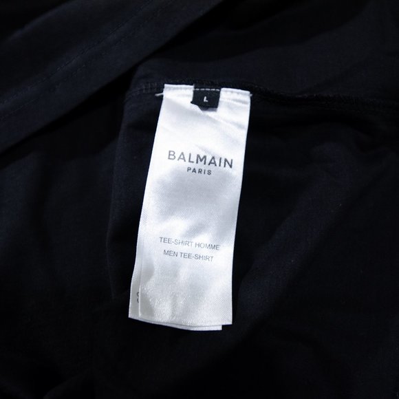 Balmain Paris T Shirt - Silver Print on Black - Picture 10 of 12